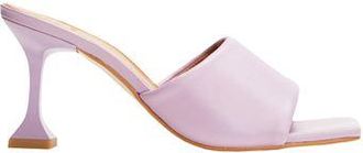 8 by YOOX LEATHER SQUARE TOE SPOOL-HEEL SANDALS