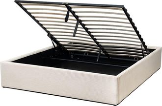 Calicosy Cama canap&eacute; 160 x 200 cm de terciopelo beige y somier de l&aacute;minas