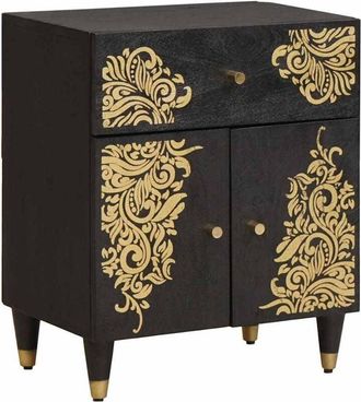 vidaXL Bedside Cabinet with Door with Drawer Black 50 x 33 x 60 cm vidaXL