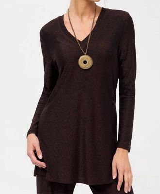 Johnny Was Demi Metallic V-Neck Tunic In Espresso