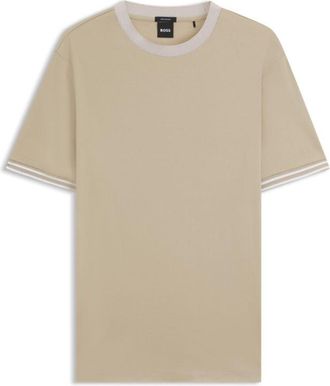 BOSS Contrast-tipping slim-fit T-shirt in mercerised cotton