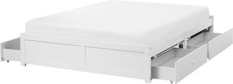 Beliani Letto matrimoniale in compensato di pino melaminico MDF con contenitore bianco 160 x 200 cm Brux