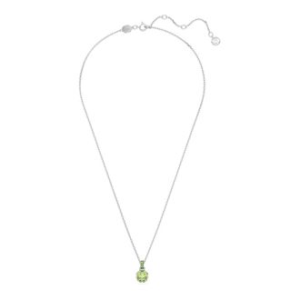Swarovski Ketting met hanger geboortesteen augustus kussen geslepen groen - Dames - Kettingen - Grijs - ONE Size - Accessoires