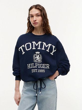 Tommy Hilfiger Sudadera amplia con bajo con cord&oacute;n y escudo