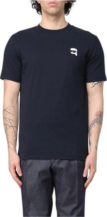 Karl Lagerfeld Tops, Heren, Blauw, XL, Logo TShirt