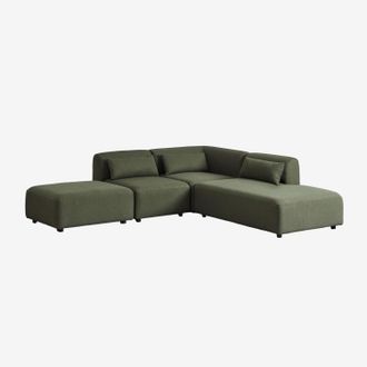 Sklum Sklum - Sof&aacute; Modular Esquinero De 3 Piezas Con Div&aacute;n Derecho Y Puff Fogler