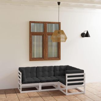 vidaXL Juego De Muebles De Jard&iacute;n 4 Pzas Y Cojines Madera Pino Maciza Vidaxl
