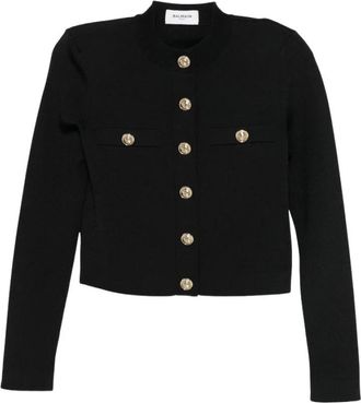 Balmain Cardigan met reli&euml;fknopen - Dames - Vesten - Zwart - 2XS - Polyester - Truien & Vesten