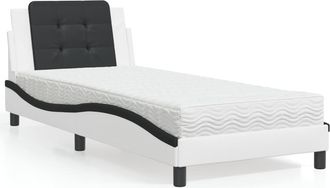 vidaXL Vidaxl - Cama Con Colch&oacute;n Cuero Sint&eacute;tico Blanco Y Negro 100x200 Cm
