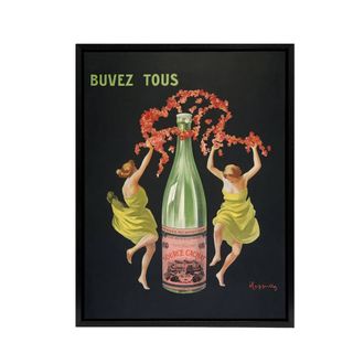 Artery8 Drink All Cachat Vintage Ad Framed Canvas Wall Art Print Cappiello in Black | Size: W24 x H32