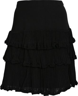 Sandro Sandro Ruffle Tiered Mini Skirt in Black Viscose