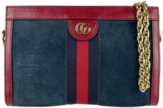 Gucci Pre-owned Cross Body Bags, female, Blue, Size: ONE SIZE Pre-owned Suede Crossbody Bag