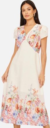 Yumi Border Floral Midi Dress in Pink at Nordstrom, Size 10