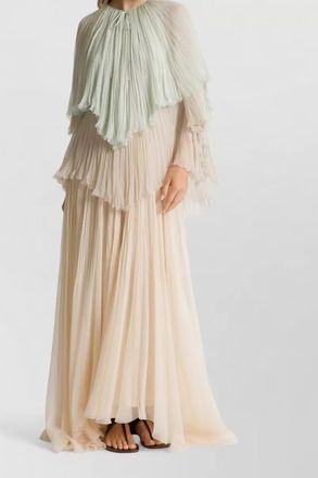 Alberta Ferretti chiffon silk dress high neck ruffles