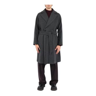 Tagliatore Belted Coats, male, Gray, L, Hendricks Coat