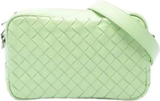 Bottega Veneta Pre-owned Geweven Leren Crossbody Tas - Dames - Vintage Schoudertas - Groen - ONE Size - Leer - Vintage
