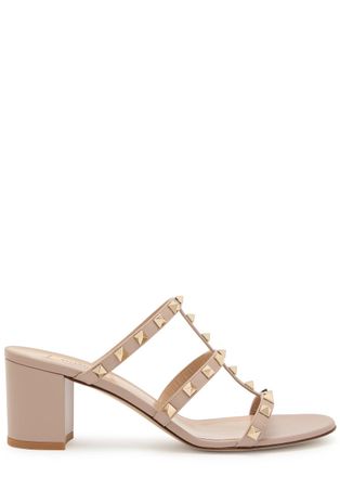Valentino Garavani Rockstud 60 Leather Mules - Beige - 37 (IT37/ UK4)