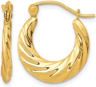Diamond2Deal 10k Yellow Gold Fancy Small Hoop Earrings L 10mm, W 2mm
