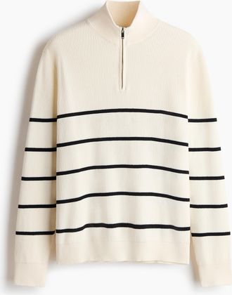 H&M Pullover mit kurzem Zipper in Regular Fit - White