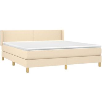 vidaXL Cama Box Spring Con Colch&oacute;n Tela Color Crema 160x200 Cm Vidaxl