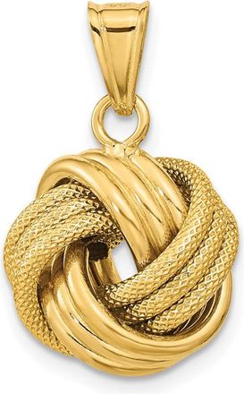 Diamond2Deal 14k Yellow Gold Polished Textured Love Knot Pendant