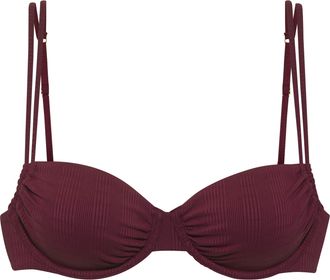 Copenhagen B&uuml;gel-Bikini-Top COPENHAGEN STUDIOS Nela, Damen, Gr. 38, Cup D, rot (weinrot), Rippware, Recycling-Polyamid, strukturiert, unifarben, Bikini-Oberteile