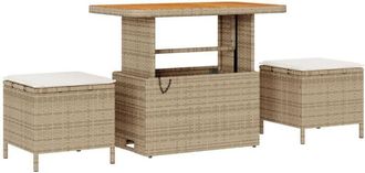 vidaXL Garden Dining Set 3 pcs Beige Poly rattan Vidaxl