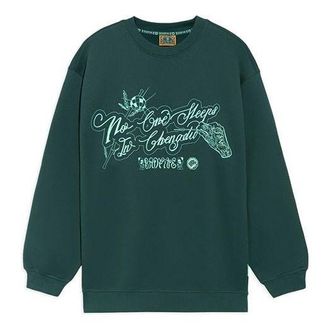 Li-Ning BADFIVE Sports Basketball Series Printing Loose Round Neck Pullover Dark Green AWDRH65-1