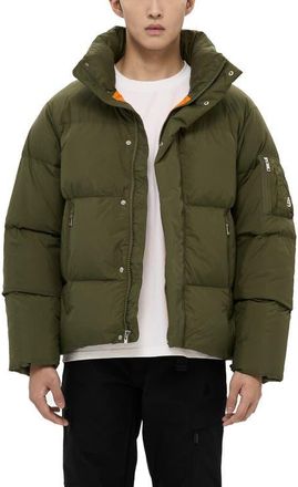 AlphaStyle Leverett Cropped Down puffer in Green at Nordstrom, Size X-Large