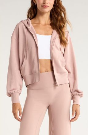 Zella Go Easy Terry Zip Hoodie in Pink Fawn at Nordstrom, Size X-Small