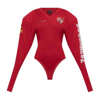 Dsquared2 Body, female, Red, Size: 2XS Bodysuit with Shoulder Pads
