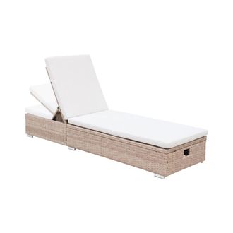 Sweeek Tumbona de resina tejida en poli&eacute;ster, multiposici&oacute;n, beige