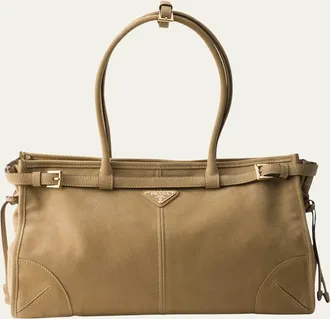 Prada Bonnie Large Nubuck Leather Shoulder Bag