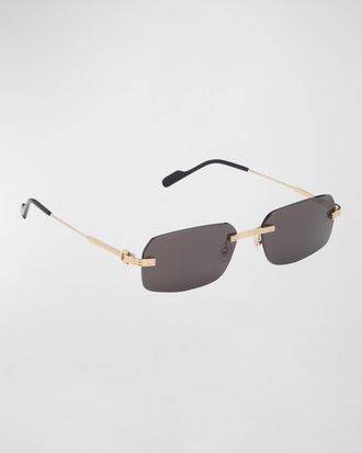 Cartier Men & apos;s Rimless Metal Rectangle Sunglasses