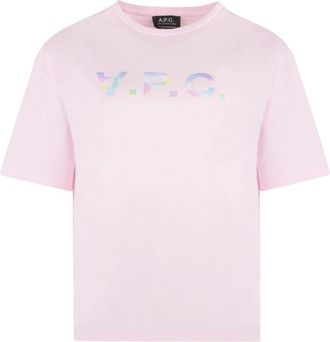 A.P.C. A.p.c., Tops, Dames, Roze, L, Katoen, Ana Katoenen T-shirt met ronde hals