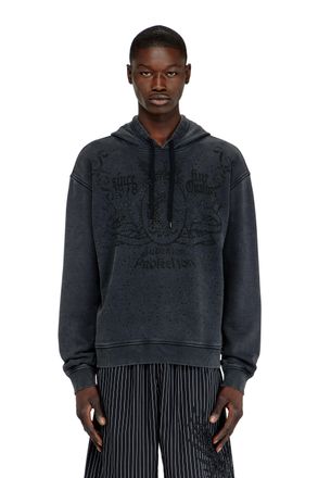 Diesel Printed hoodie with rhinestone studs - Sweaters - Man - Grey
