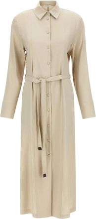 Max Mara Kleedjes, Dames, Beige, M, Linnen, Long Mxp Nordica Jurk