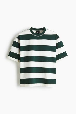 H&M Oversized Fit T-shirt in Dark Green/striped at Nordstrom, Size Xxx-Large