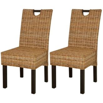 vidaXL Vidaxl - Dining Chair 2 pcs Kubu Rattan Mango Wood
