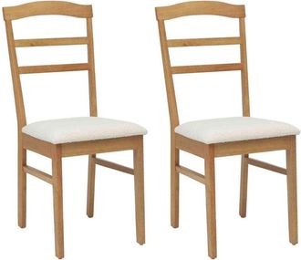 vidaXL Dining Chair 2 pcs Natural and Light Solid Rubber Wood vidaXL