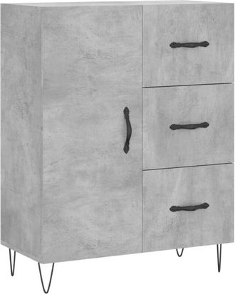 vidaXL Sideboard Concrete Grey 69.5x34x90 cm Engineered Wood Vidaxl