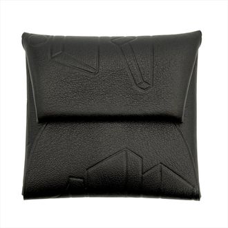 Herm&egrave;s Black Noir Swift Leather Coin Purse/Coin Case (Pre-Owned)