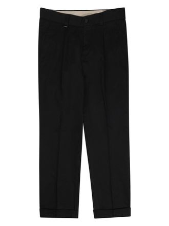 Paolo Pecora Classic Tailored Black Trousers with Straight Cut and Flap Pockets
