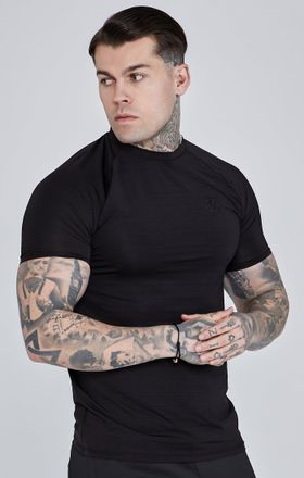 Siksilk Camiseta de ajuste muscle negra para hombre SikSilk S
