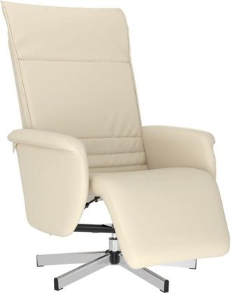 vidaXL Vidaxl - Sill&oacute;n Reclinable Con Reposapi&eacute;s Cuero Sint&eacute;tico Color Crema