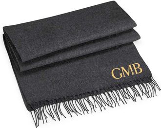 Generic Personalised Scarf with Embroidered Initials. Classic Woven Scarf. Free P&P (Charcoal)