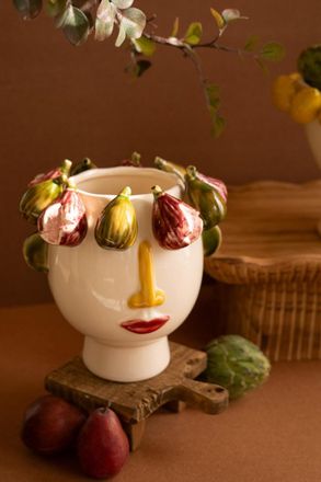 Kalalou Ceramic Head Vase With Figs