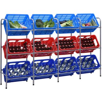 vidaXL Vidaxl - Estanter&iacute;a Almacenaje Para 12 Cajas Acero Plateado 190x33x116cm
