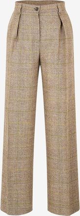 Antonelli Weite karierte Wollhose mit Bundfalten Singapore