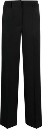 P.A.R.O.S.H. Zwarte wollen mix tailored broek - Dames - Straight fit broeken - Zwart - L - Wol - Broeken